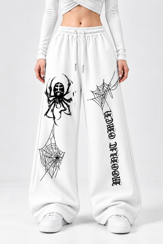 Alpha White Spider Web Baggy Trouser