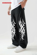 Alpha Black Printed Baggy Trousers