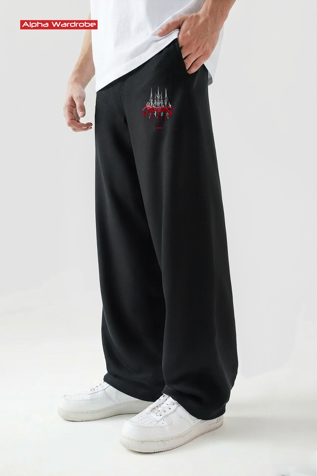 Alpha Devil Black Baggy Trousers