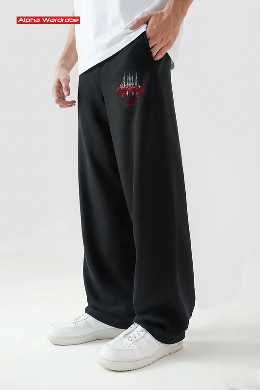 Alpha Devil Black Baggy Trousers